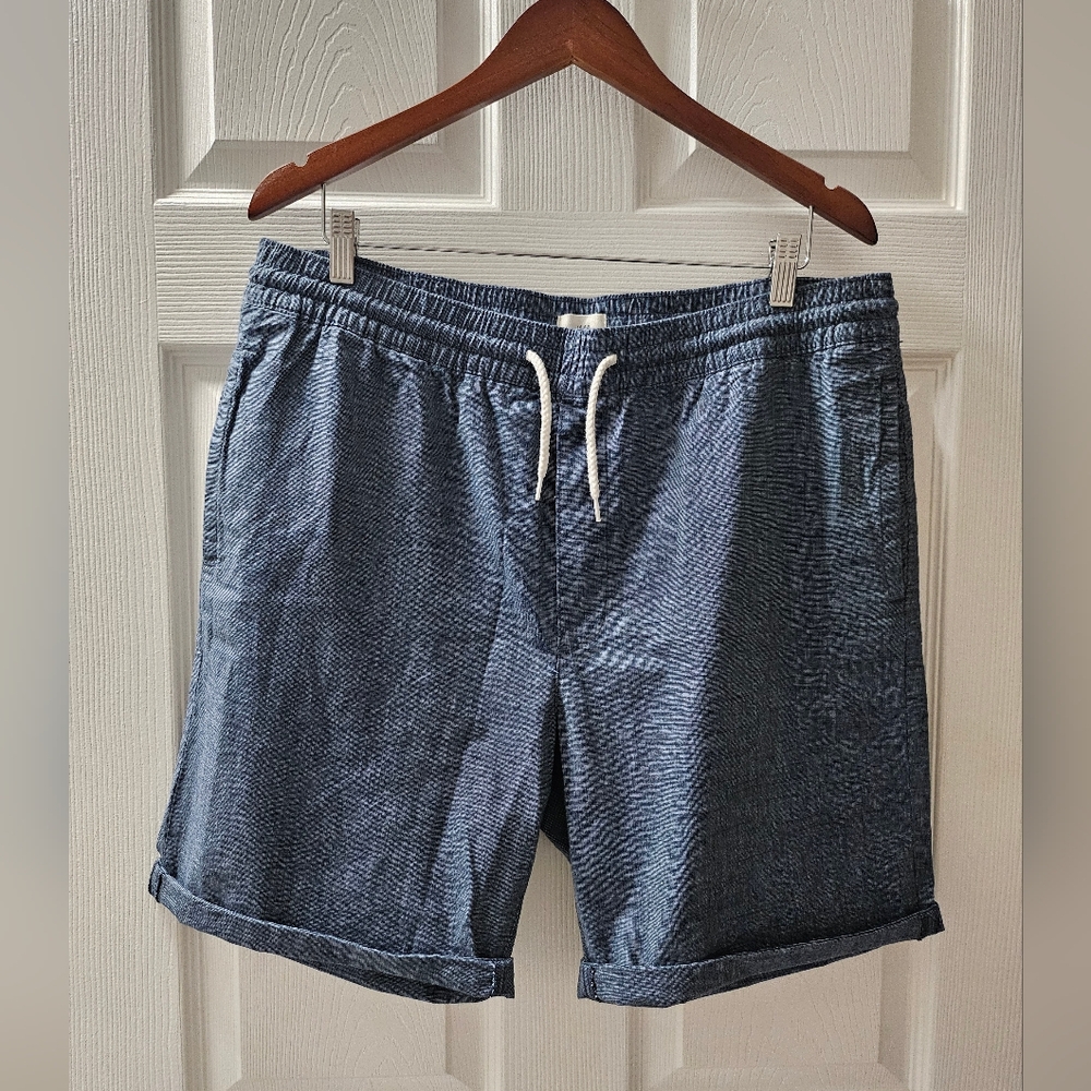H&M Blue Textured Drawstring Shorts